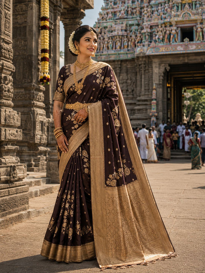 Party Wear Saree – Coffee Brown